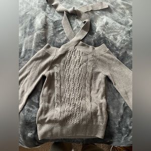 Unique Grey Tie-Neck Sweater